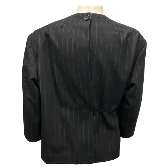 YOHJI YAMAMOTO BLACK PINSTRIPED WOOL JACKET - Picture 3 of 4